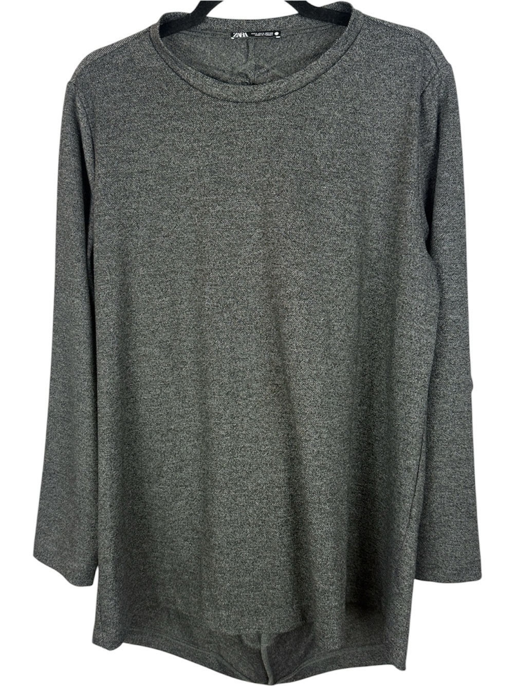 ZARA Heather Grey Oversized Open Back Tie Knit Long Sleeve Top Shirt - Size S